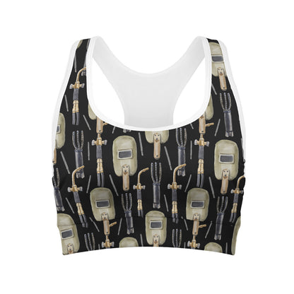 Welding Mask Pattern Print Women's Sports Bra
