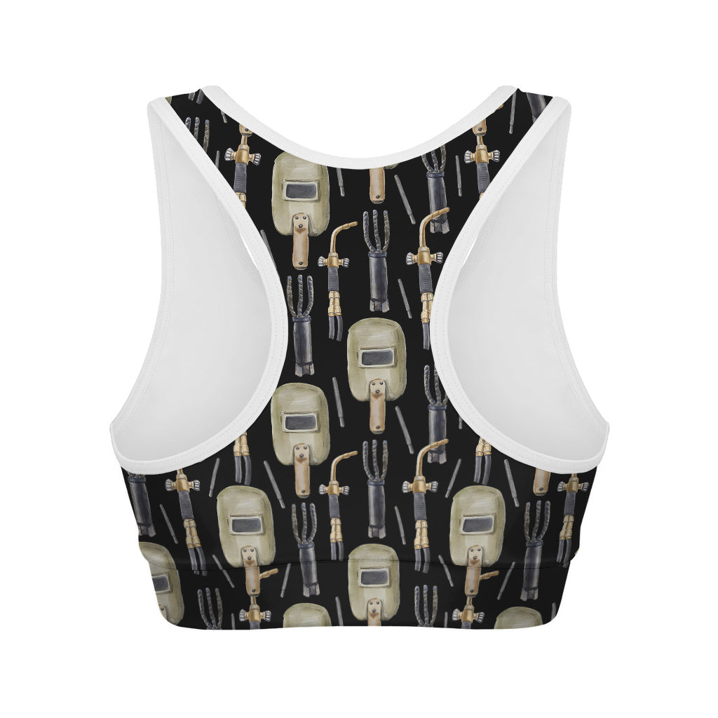 Welding Mask Pattern Print Women's Sports Bra