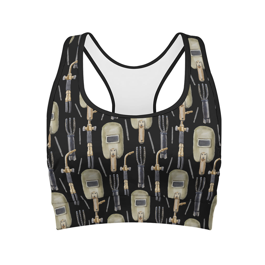 Welding Mask Pattern Print Women's Sports Bra