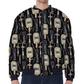 Welding Mask Pattern Print Zip Sleeve Bomber Jacket
