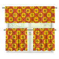 West Adinkra Symbols Pattern Print 3 Piece Kitchen Curtains