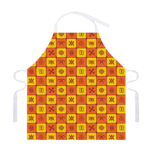 West Adinkra Symbols Pattern Print Adjustable Apron