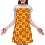 West Adinkra Symbols Pattern Print Adjustable Apron