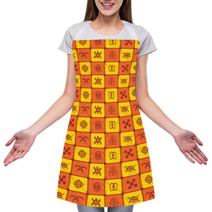 West Adinkra Symbols Pattern Print Adjustable Apron