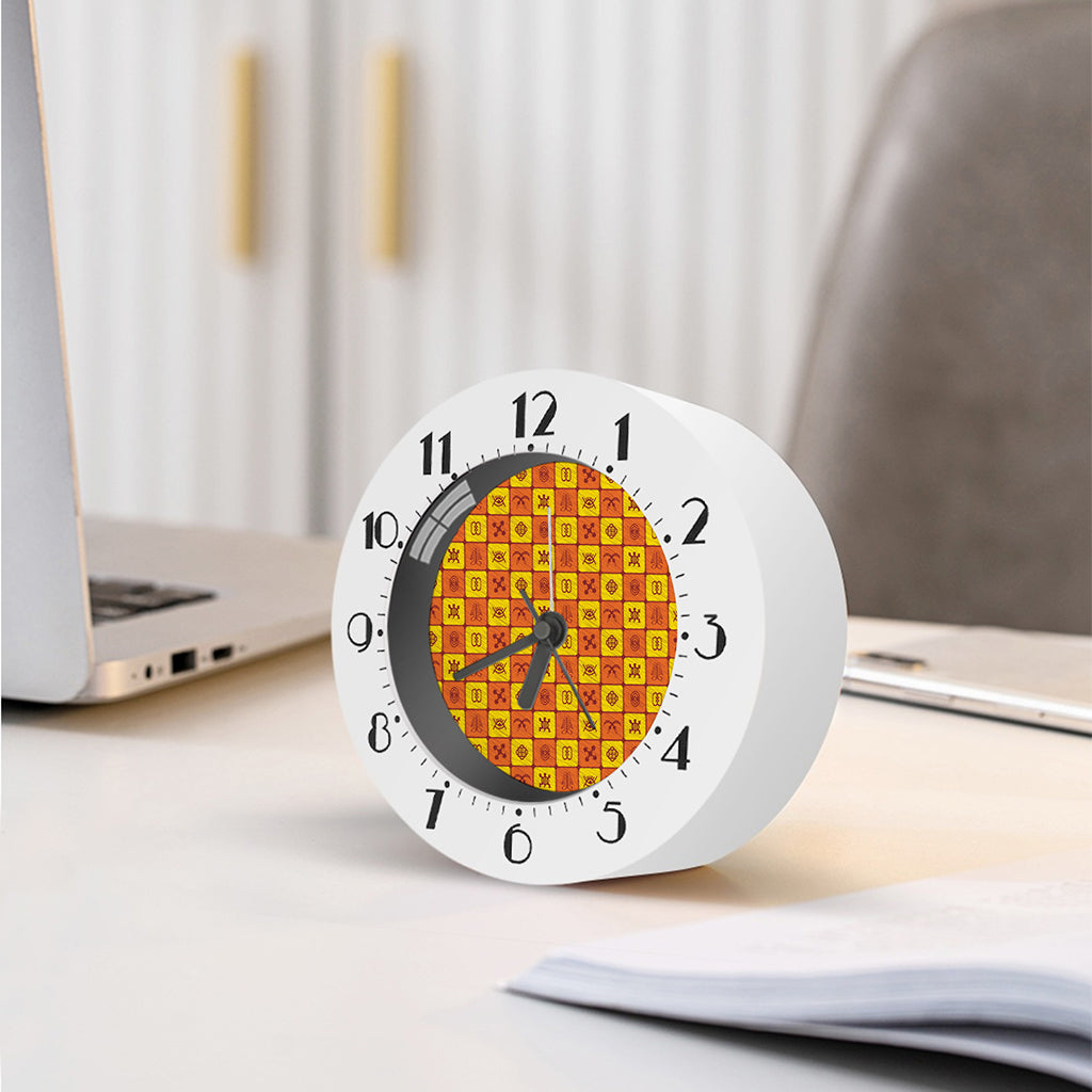 West Adinkra Symbols Pattern Print Alarm Clock