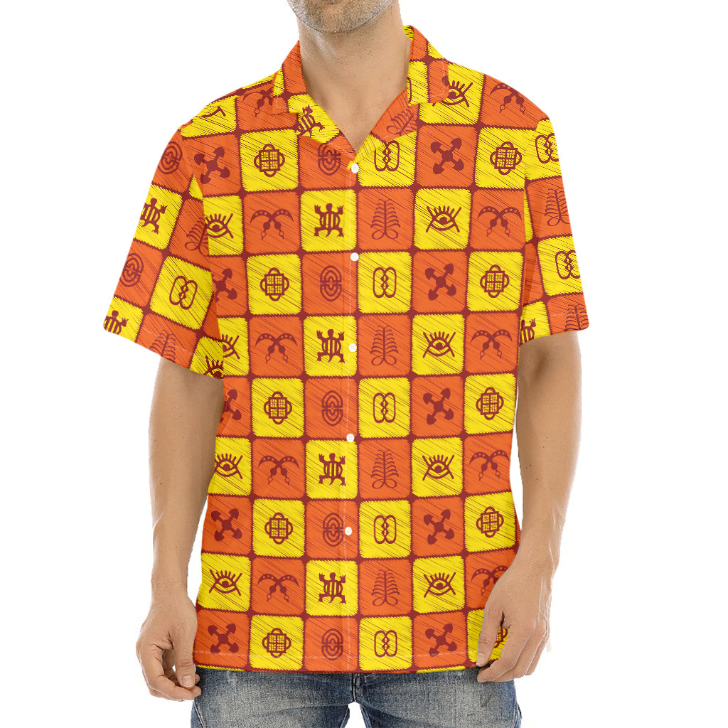 West Adinkra Symbols Pattern Print Aloha Shirt