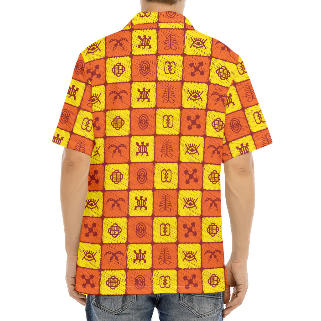 West Adinkra Symbols Pattern Print Aloha Shirt