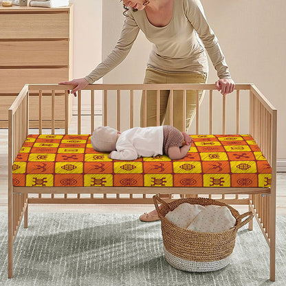 West Adinkra Symbols Pattern Print Baby Crib Sheet