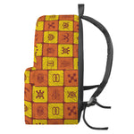 West Adinkra Symbols Pattern Print Backpack