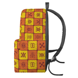 West Adinkra Symbols Pattern Print Backpack