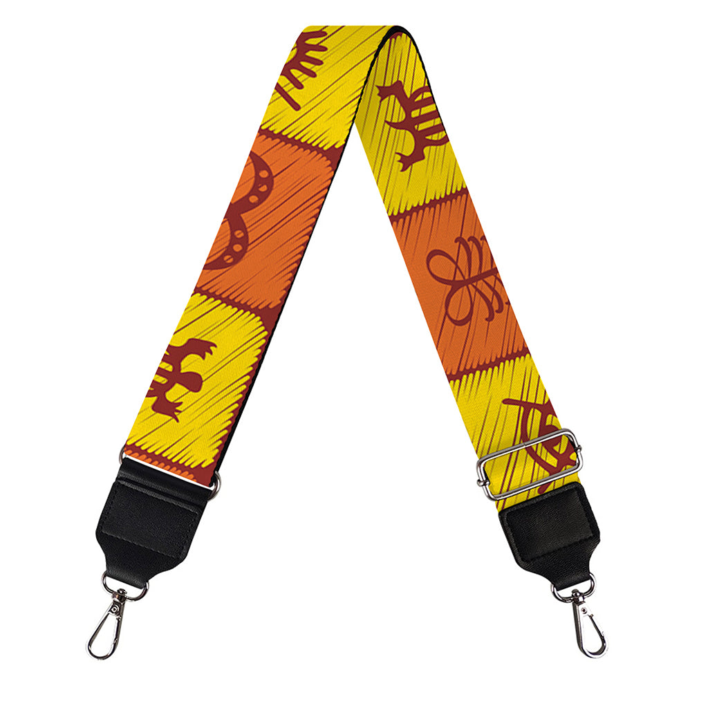 West Adinkra Symbols Pattern Print Bag Strap
