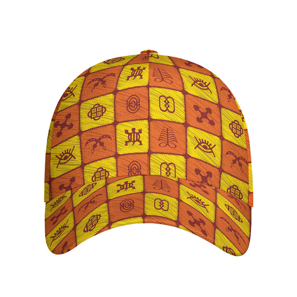 West Adinkra Symbols Pattern Print Baseball Cap