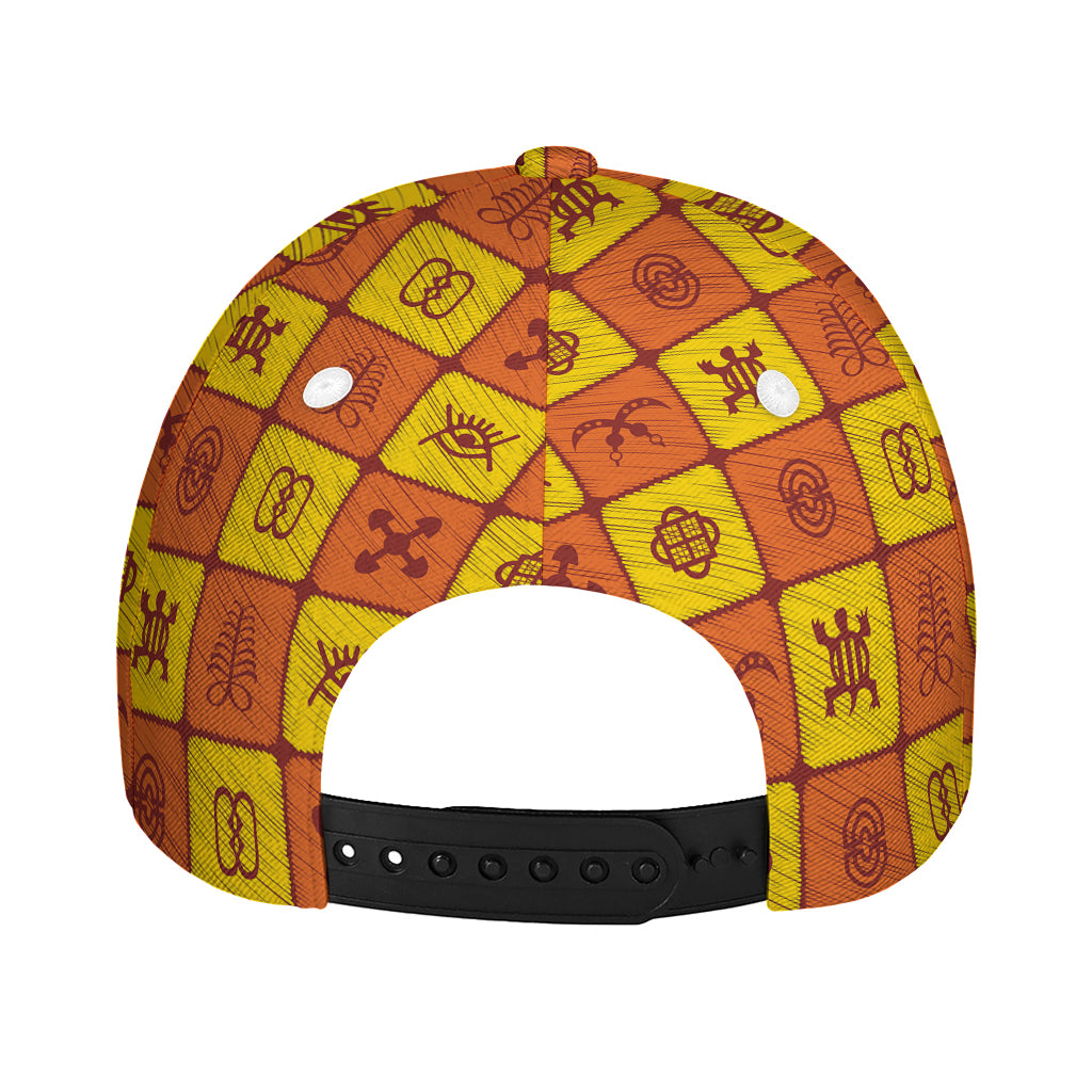 West Adinkra Symbols Pattern Print Baseball Cap