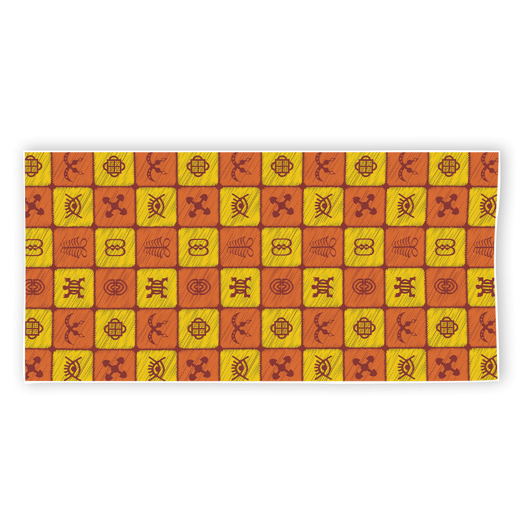 West Adinkra Symbols Pattern Print Beach Towel