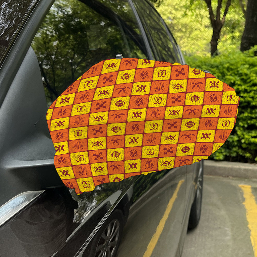 West Adinkra Symbols Pattern Print Car Side Mirror Covers