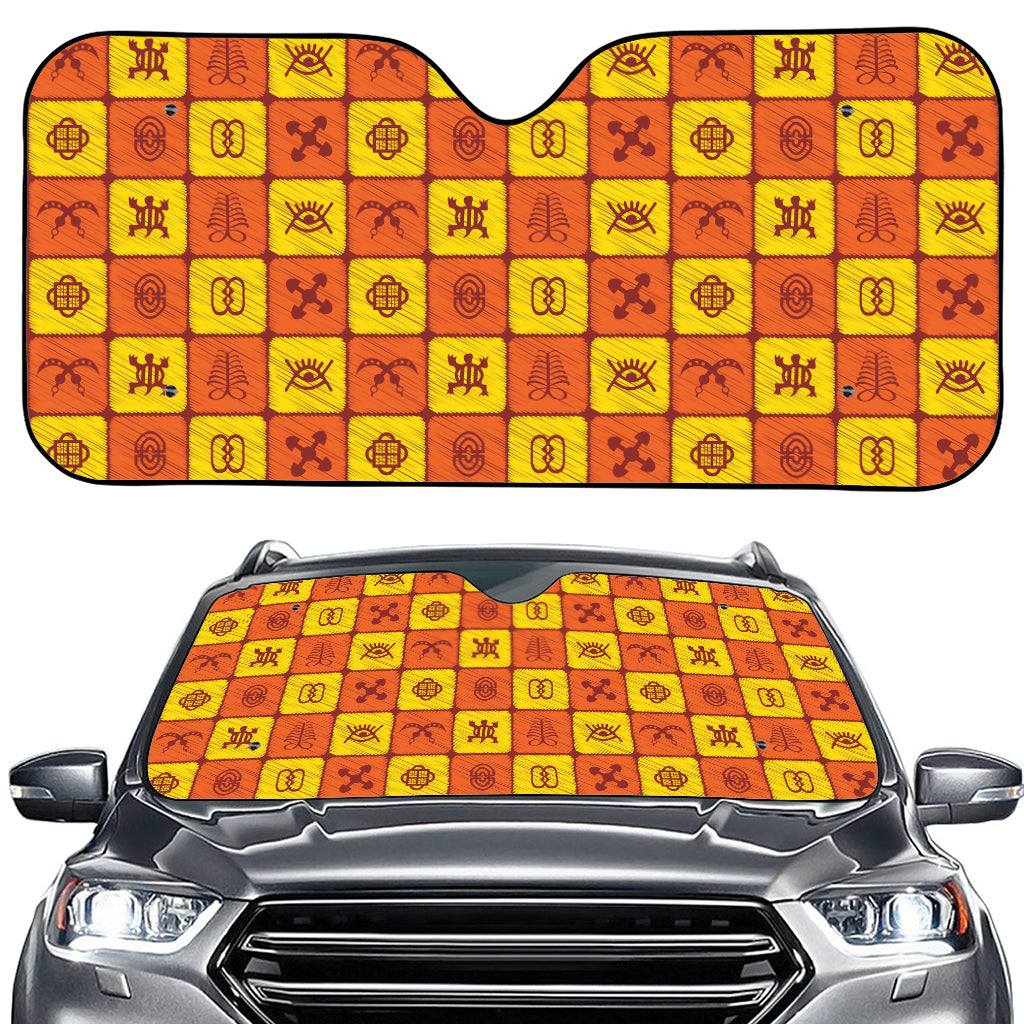 West Adinkra Symbols Pattern Print Car Windshield Sun Shade