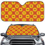 West Adinkra Symbols Pattern Print Car Windshield Sun Shade