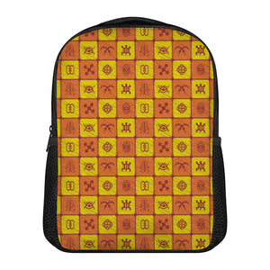 West Adinkra Symbols Pattern Print Casual Backpack