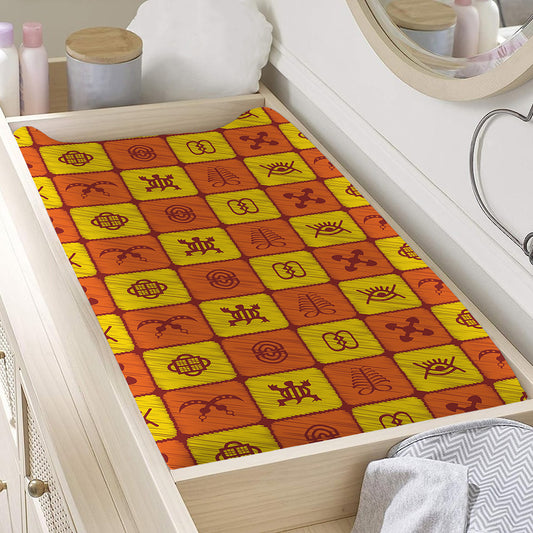 West Adinkra Symbols Pattern Print Changing Pad Cover
