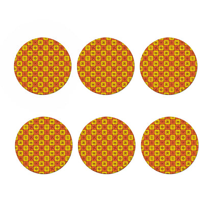 West Adinkra Symbols Pattern Print Coaster Set