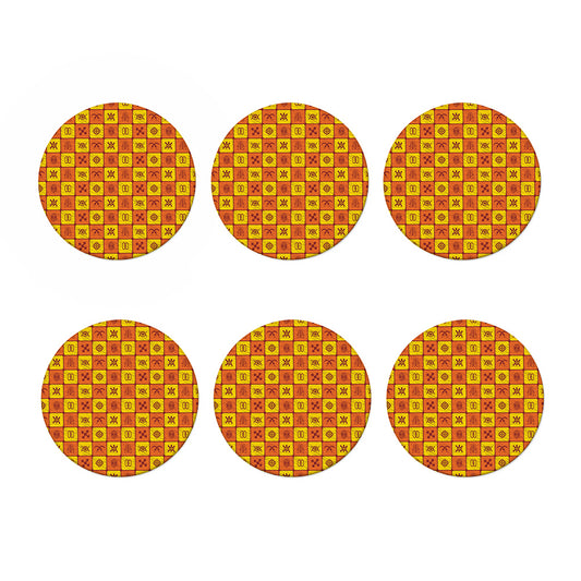 West Adinkra Symbols Pattern Print Coaster Set
