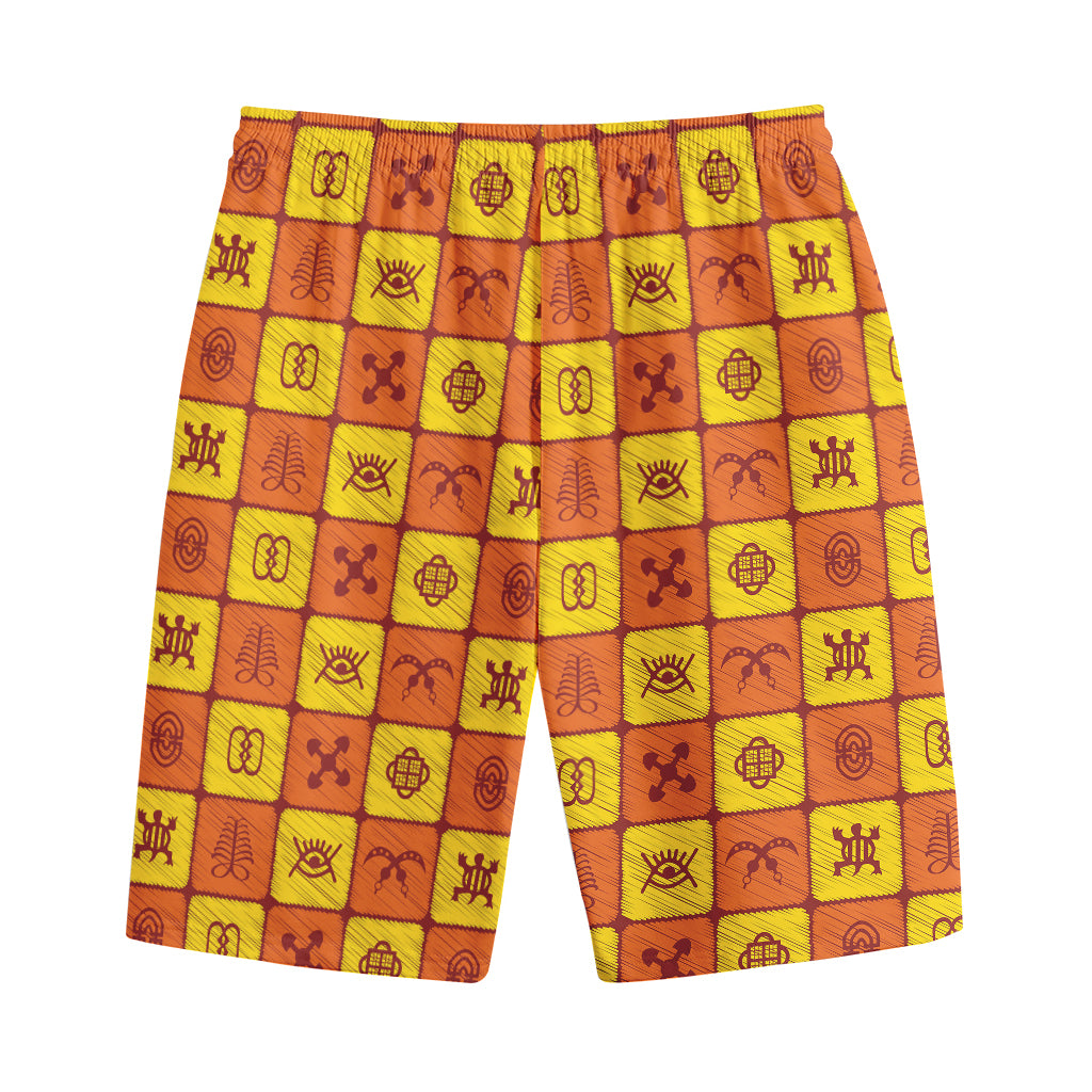 West Adinkra Symbols Pattern Print Cotton Shorts