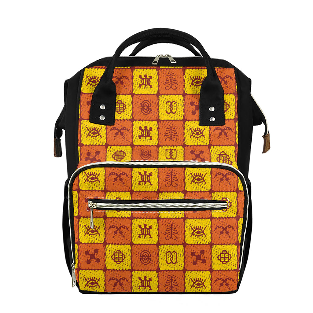 West Adinkra Symbols Pattern Print Diaper Bag