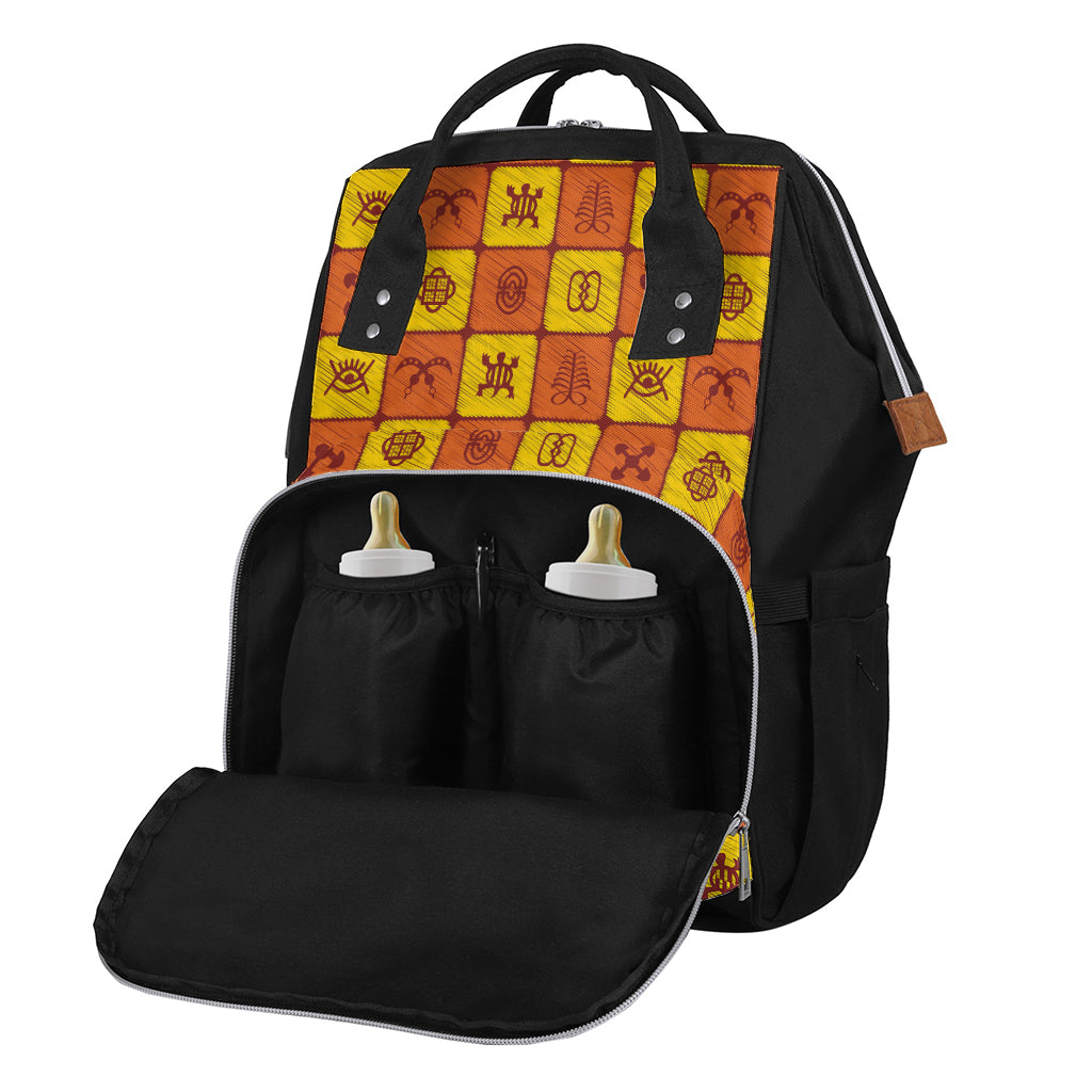 West Adinkra Symbols Pattern Print Diaper Bag