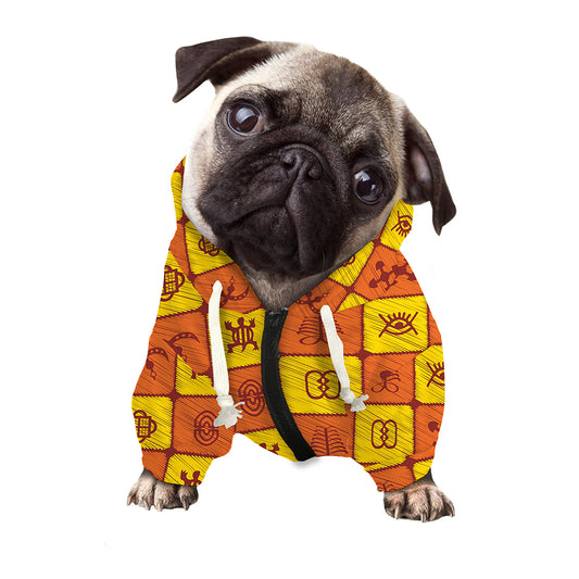 West Adinkra Symbols Pattern Print Dog Zip Up Hoodie