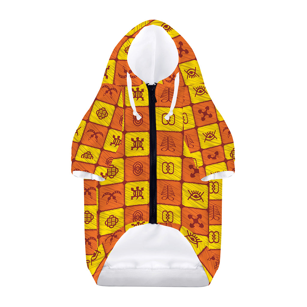 West Adinkra Symbols Pattern Print Dog Zip Up Hoodie