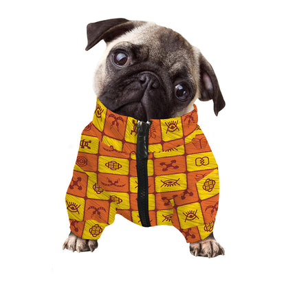 West Adinkra Symbols Pattern Print Dog Zip Up Jacket