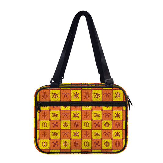 West Adinkra Symbols Pattern Print Double Strap Bible Bag