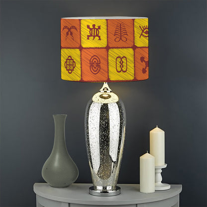 West Adinkra Symbols Pattern Print Drum Lamp Shade