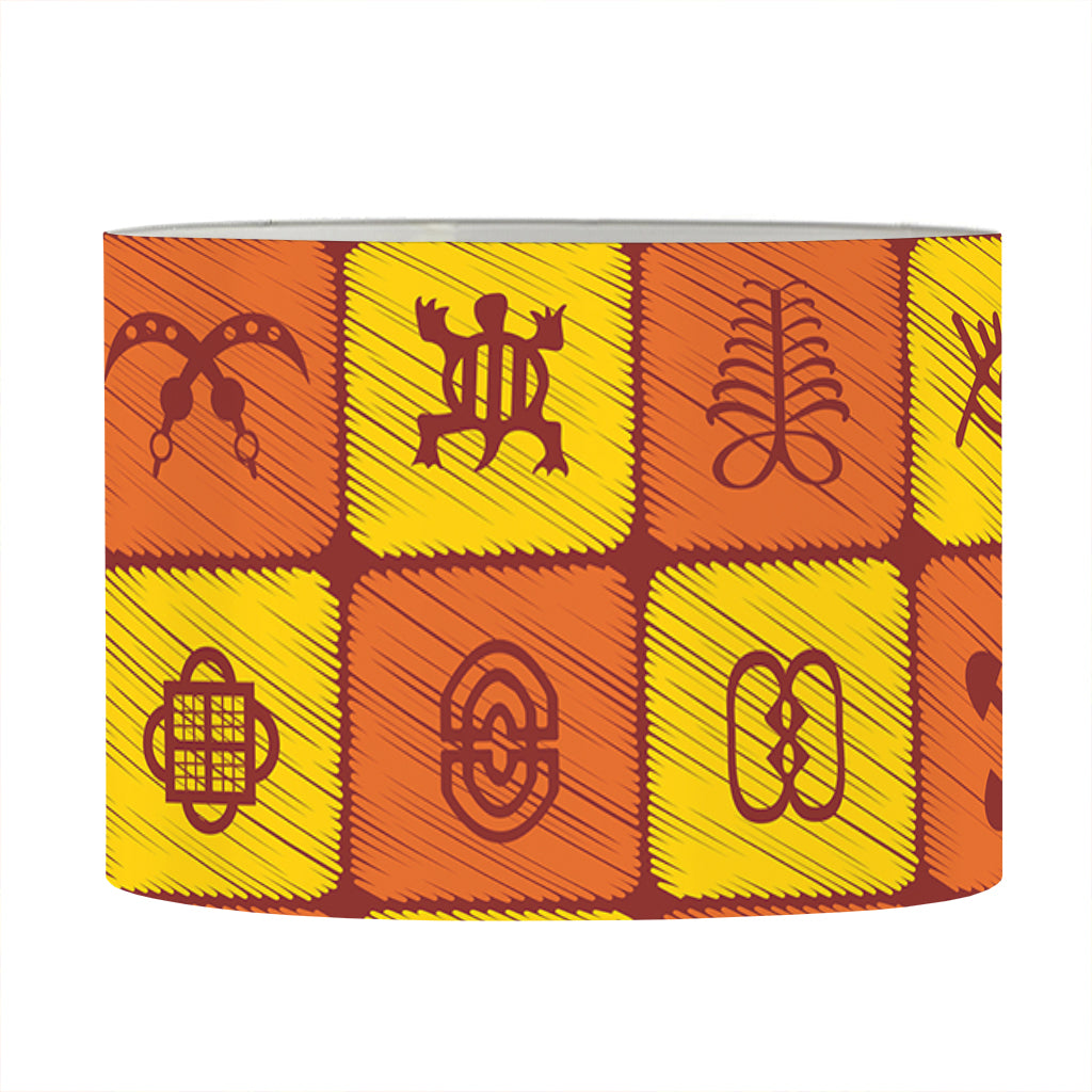 West Adinkra Symbols Pattern Print Drum Lamp Shade