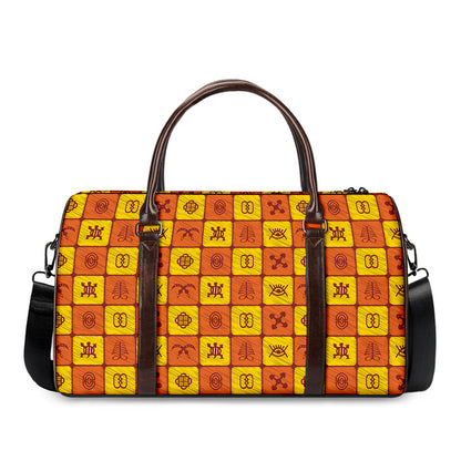 West Adinkra Symbols Pattern Print Duffle Bag