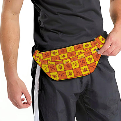 West Adinkra Symbols Pattern Print Fanny Pack