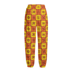 West Adinkra Symbols Pattern Print Fleece Lined Knit Pants