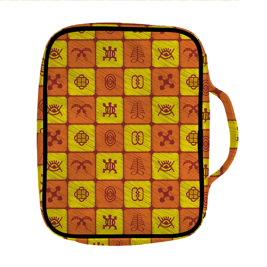 West Adinkra Symbols Pattern Print Front Pocket Bible Bag