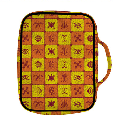 West Adinkra Symbols Pattern Print Front Pocket Bible Bag