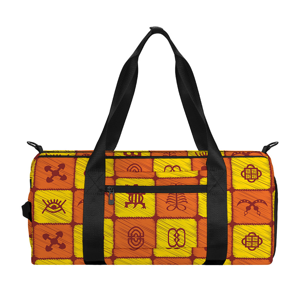 West Adinkra Symbols Pattern Print Gym Bag