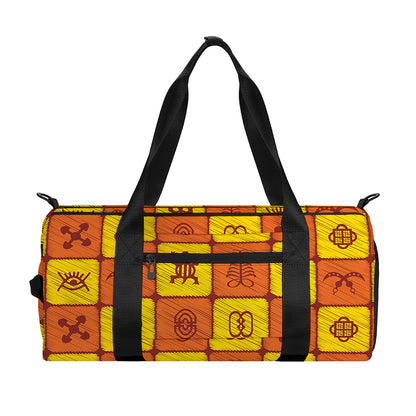 West Adinkra Symbols Pattern Print Gym Bag