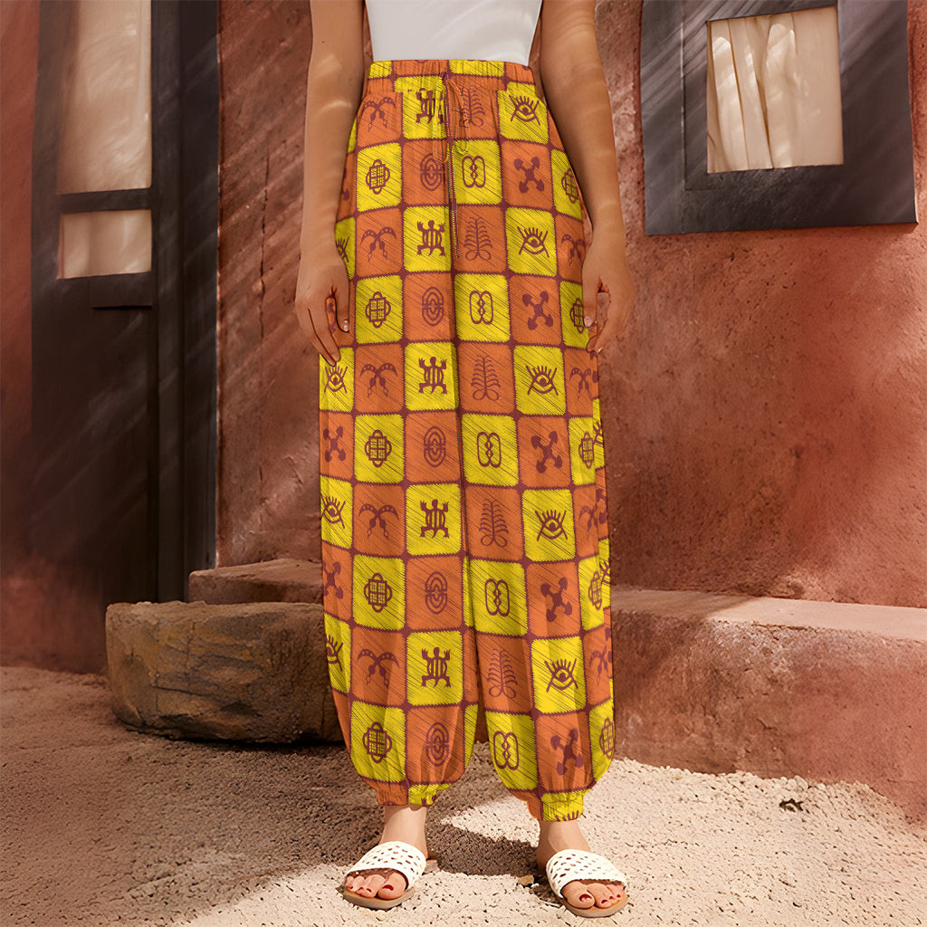 West Adinkra Symbols Pattern Print Harem Pants