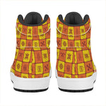 West Adinkra Symbols Pattern Print High Top Leather Sneakers