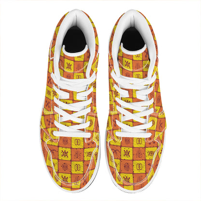 West Adinkra Symbols Pattern Print High Top Leather Sneakers