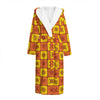 West Adinkra Symbols Pattern Print Hooded Bathrobe