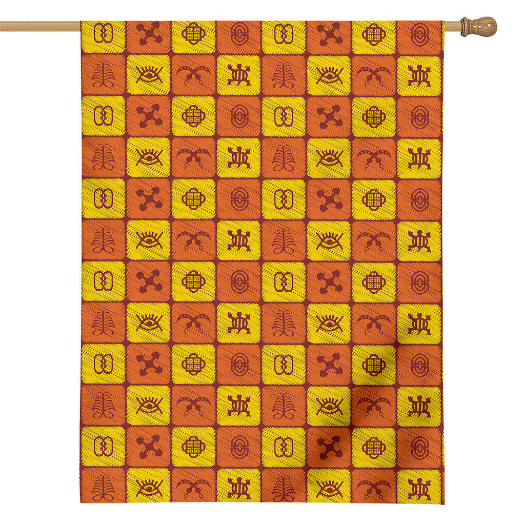 West Adinkra Symbols Pattern Print House Flag