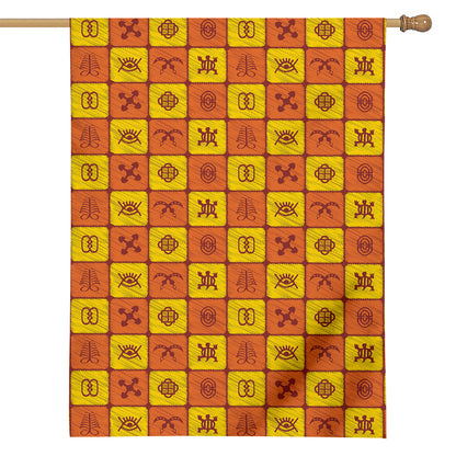 West Adinkra Symbols Pattern Print House Flag