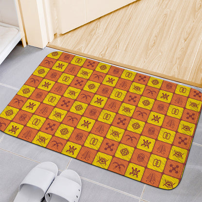 West Adinkra Symbols Pattern Print Indoor Door Mat