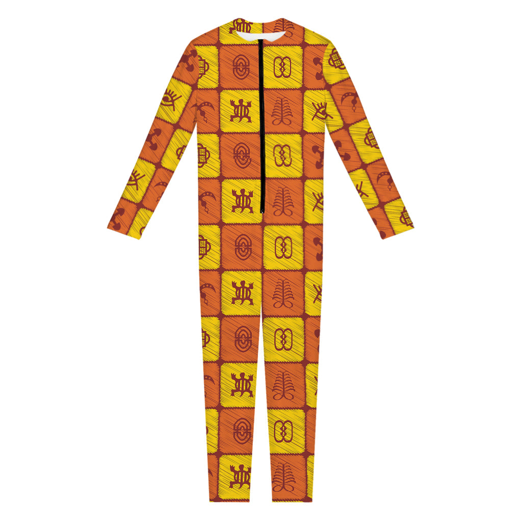 West Adinkra Symbols Pattern Print Jumpsuit