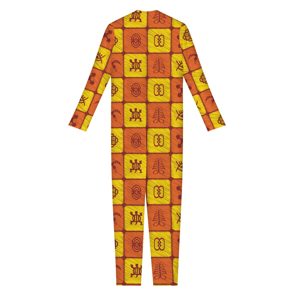 West Adinkra Symbols Pattern Print Jumpsuit